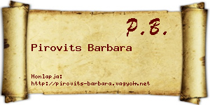Pirovits Barbara névjegykártya